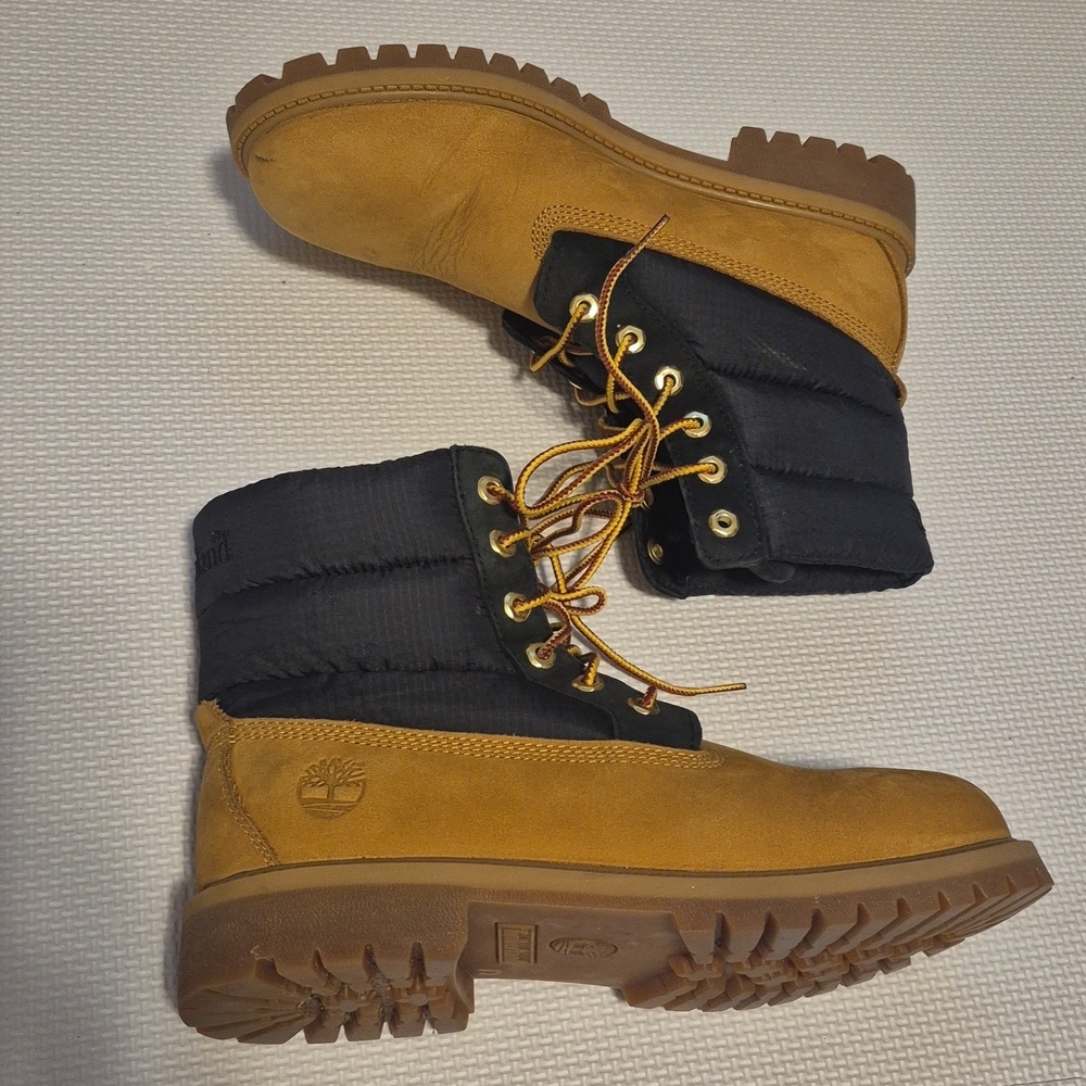TIMBERLAND Black Puffer Boot with Wheat color Leather - 7 - Picture 5 of 12